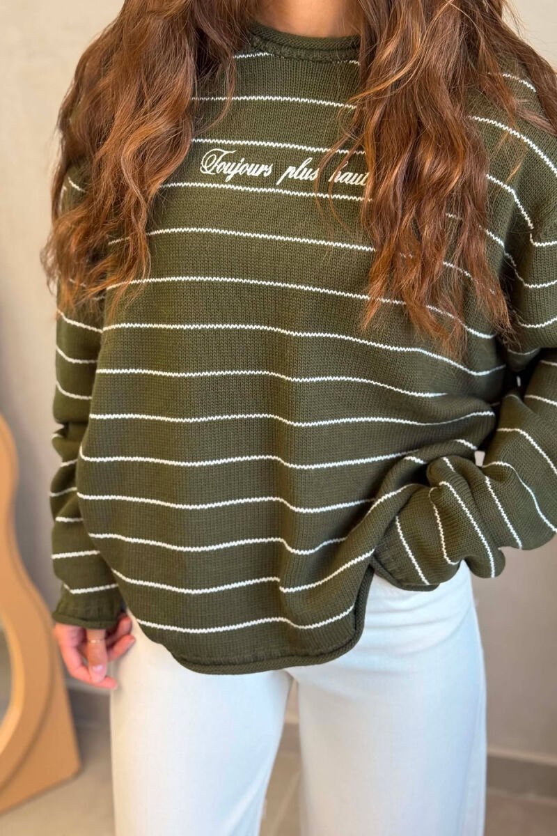 LINES DESIGN WRITTINGS WOMAN SWEATER GREEN/JESHILE - 2