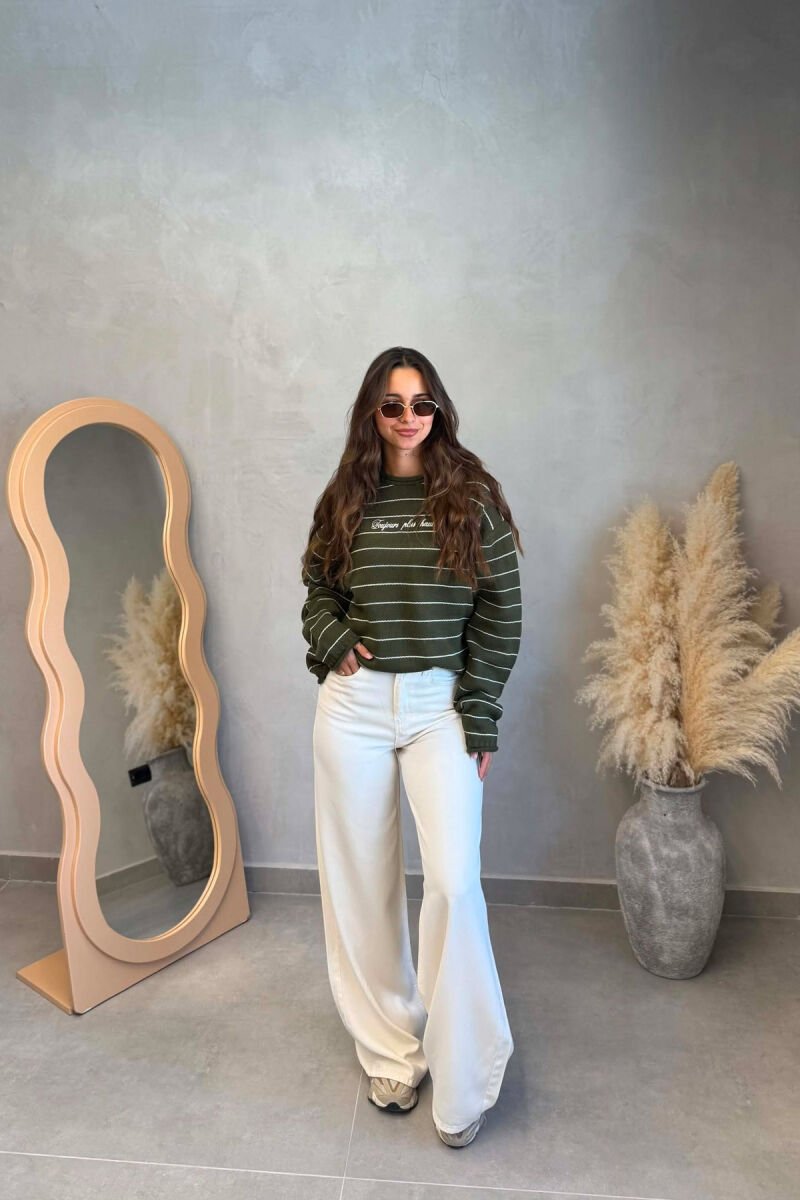 LINES DESIGN WRITTINGS WOMAN SWEATER GREEN/JESHILE - 3