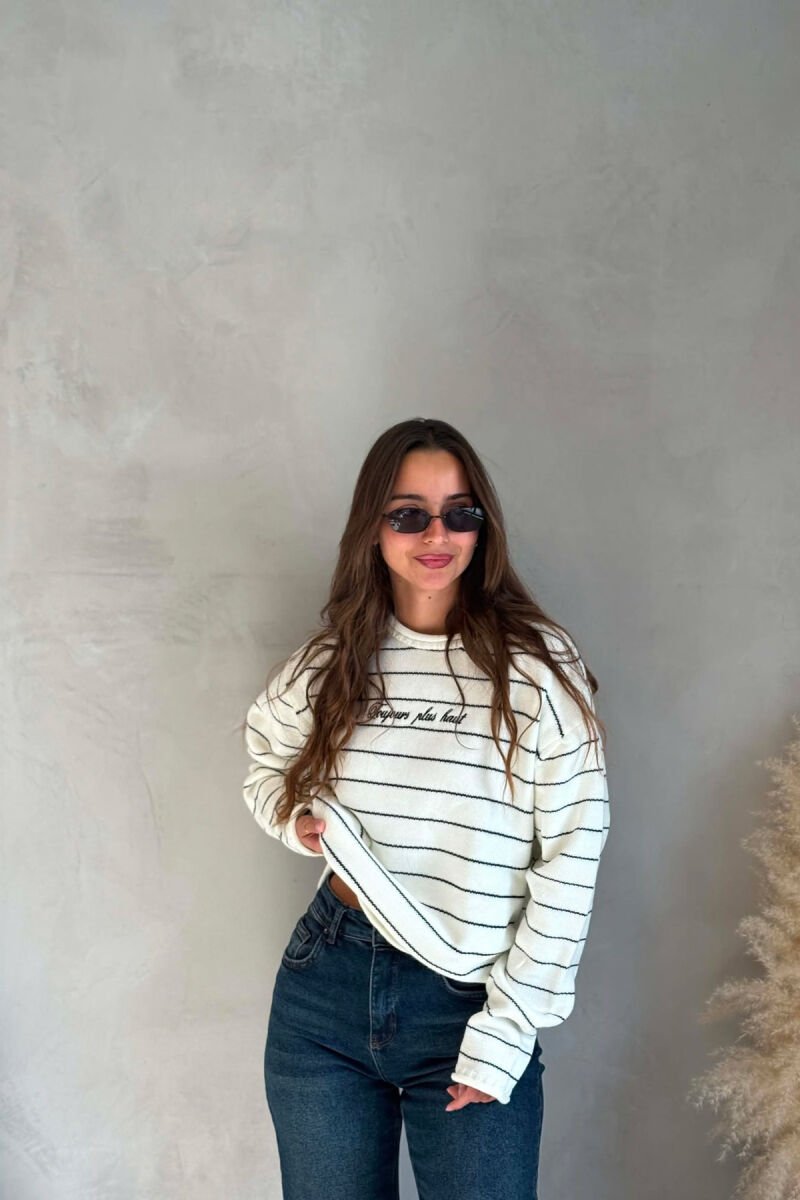 LINES DESIGN WRITTINGS WOMAN SWEATER WHITE-E BARDHE - 1