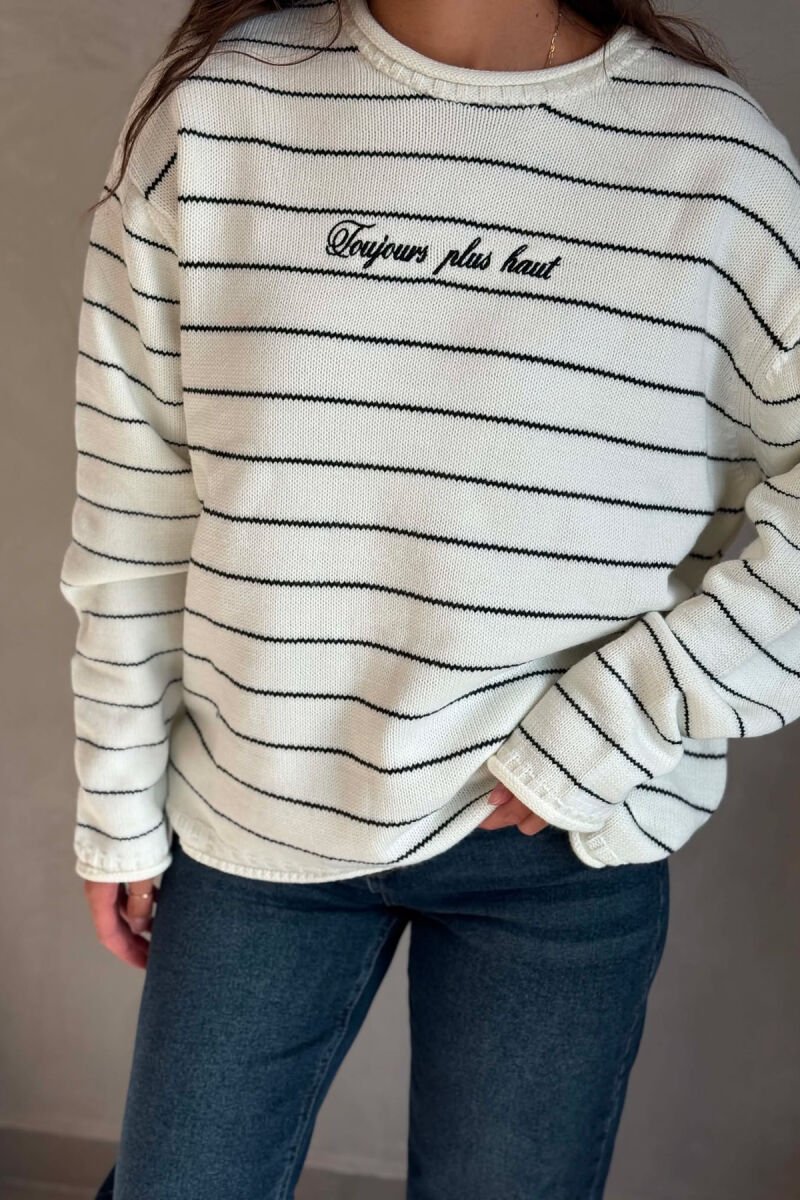 LINES DESIGN WRITTINGS WOMAN SWEATER WHITE-E BARDHE - 5