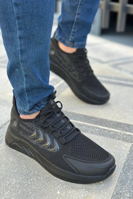 LINES DIFFERENT COLORS MEN SNEAKERS BLACK-BLACK/ZZ - KLAUDIO FASHION