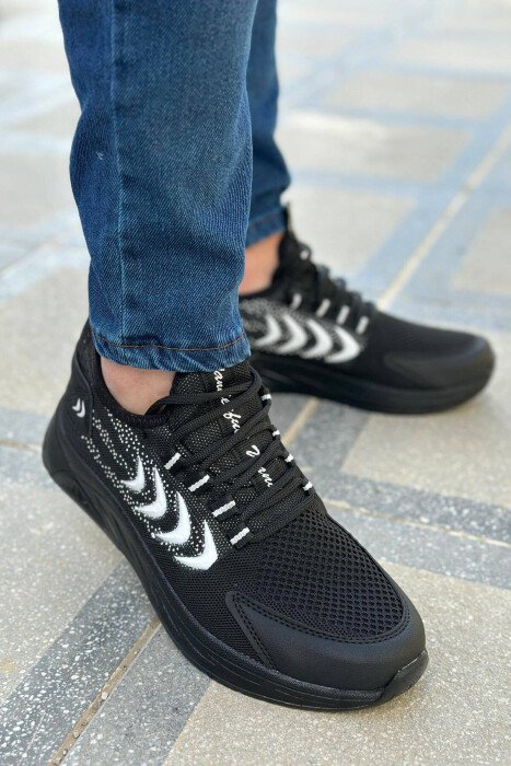 LINES DIFFERENT COLORS MEN SNEAKERS BLACK/ E ZEZE - KLAUDIO FASHION