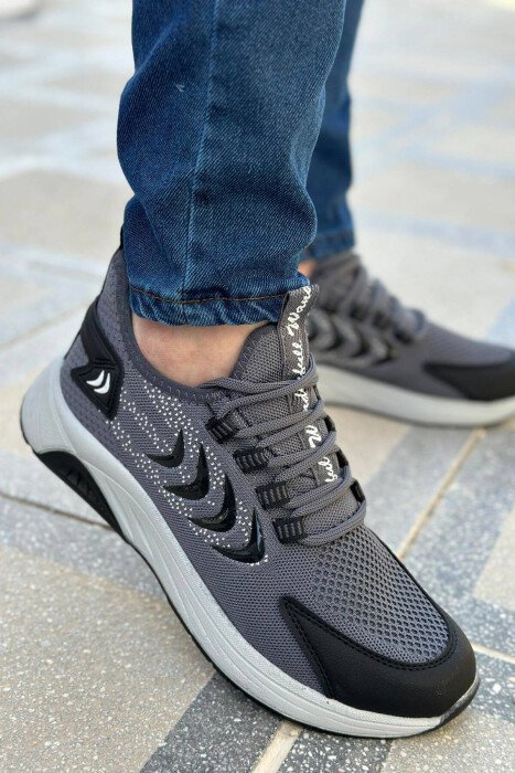 LINES DIFFERENT COLORS MEN SNEAKERS DARK GREY/GEE - KLAUDIO FASHION