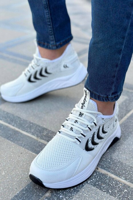 LINES DIFFERENT COLORS MEN SNEAKERS WHITE-E BARDHE - KLAUDIO FASHION