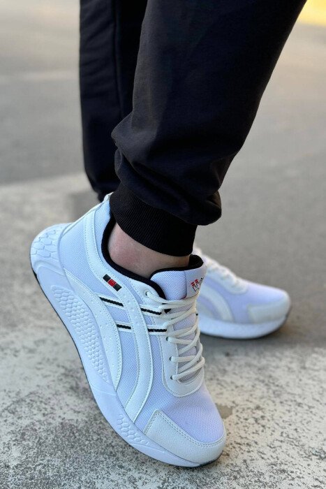LINES MEN SNEAKERS WHITE-BLACK/BAZE - KLAUDIO FASHION