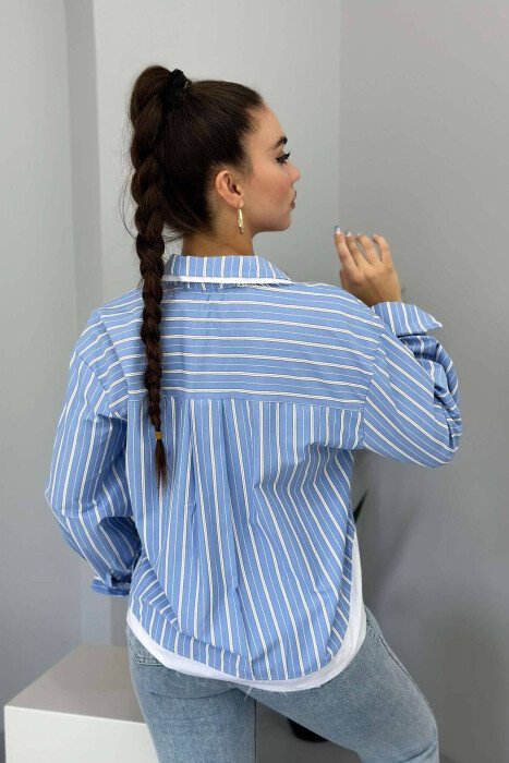 LINES POCKET WOMAN SHIRT LIGHTBLUE/BZ - 9