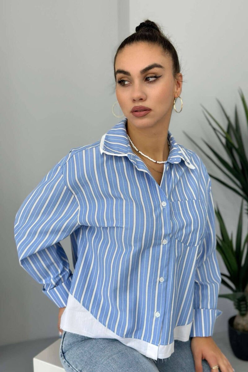 LINES POCKET WOMAN SHIRT LIGHTBLUE/BZ - 5