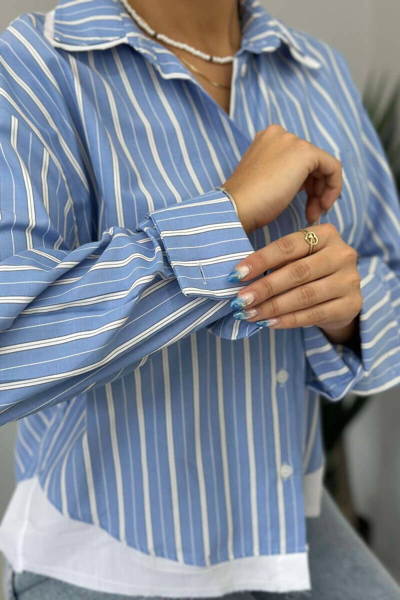 LINES POCKET WOMAN SHIRT LIGHTBLUE/BZ - 8