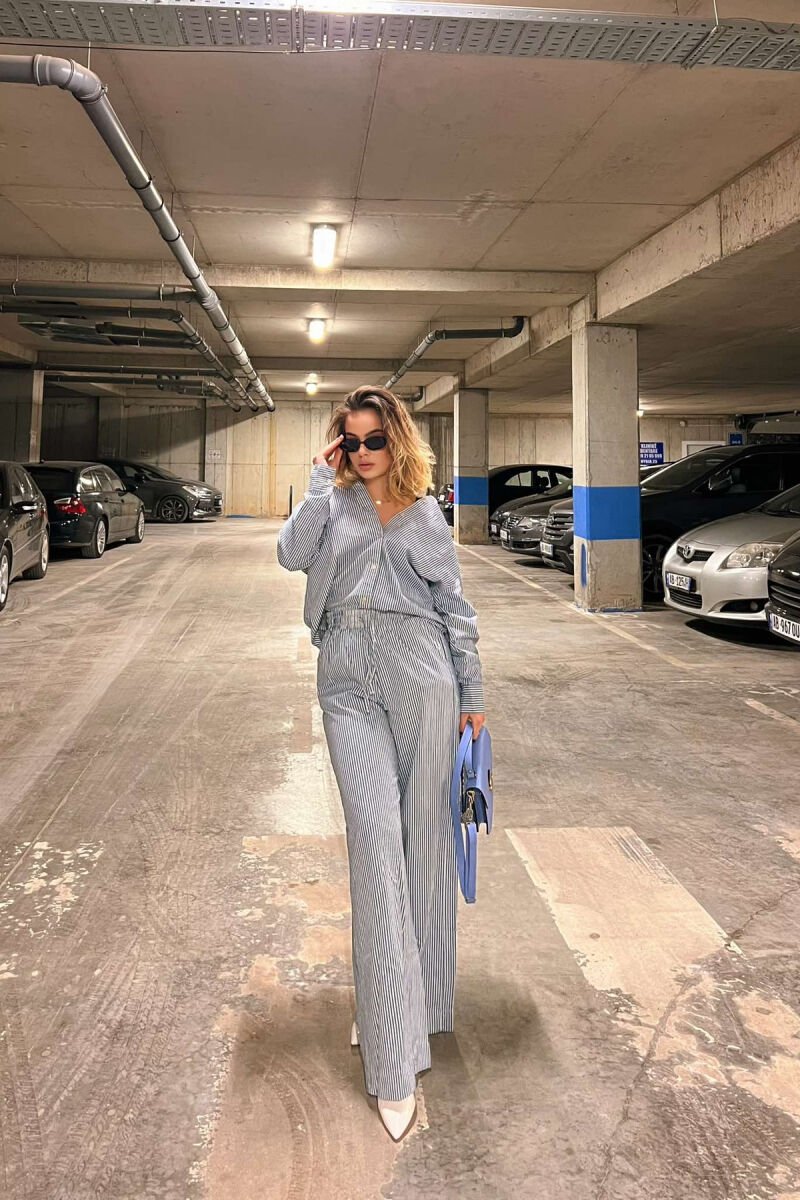 LINES SHIRT+TROUSERS WOMAN SET BLUE-WHITE/BLU-BARDHE - 2