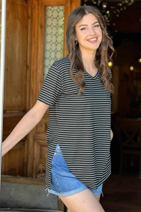 LINES SIMPLE WOMAN T-SHIRT BLACK/ E ZEZE - 2