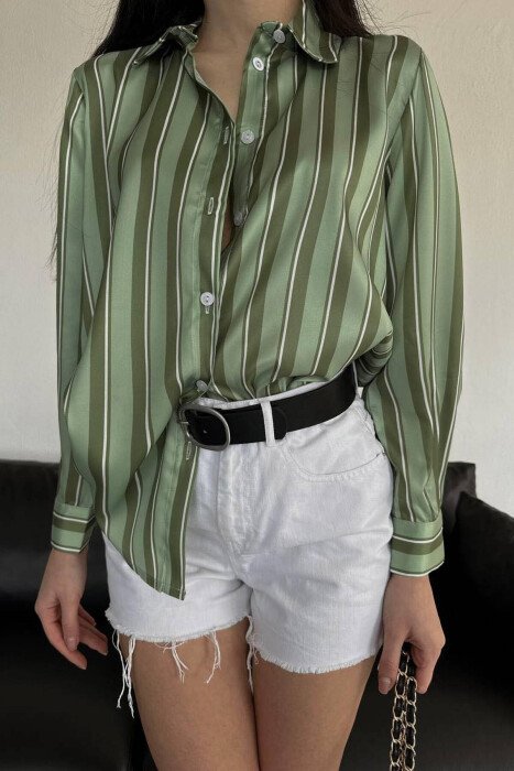 LINES WOMAN SHIRT GREEN/JESHILE - KLAUDIO FASHION