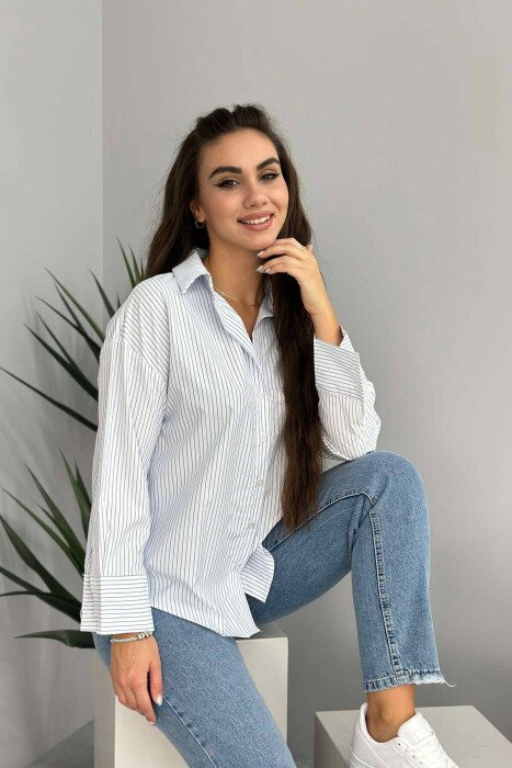 LINES WOMAN SHIRT WHITE-E BARDHE - KLAUDIO FASHION