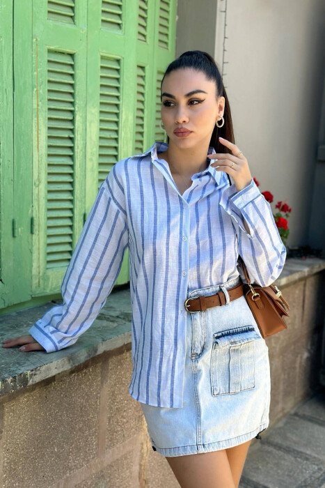 LINES WOMAN SHIRT WHITE-E BARDHE - KLAUDIO FASHION