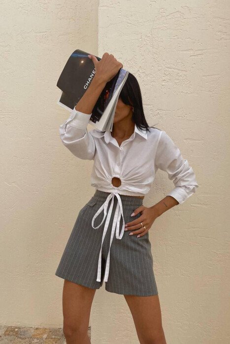 LINES WOMAN SKORT GREY/GRI - KLAUDIO FASHION