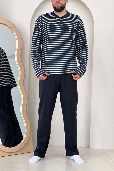 LION LOGO MEN PYJAMAS GREY-BLUE/ GRBL - KLAUDIO FASHION