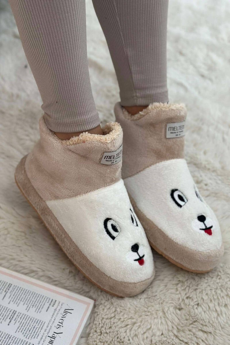 LITTLE DOG FACE WOMAN HOME SLIPPERS BEIGE/BEZHE - 1
