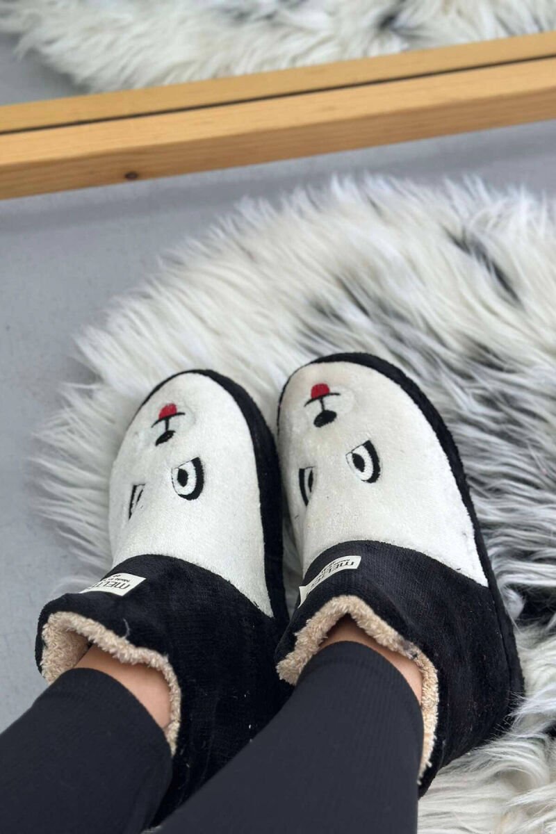LITTLE DOG FACE WOMAN HOME SLIPPERS BLACK-WHITE/ZB - 3