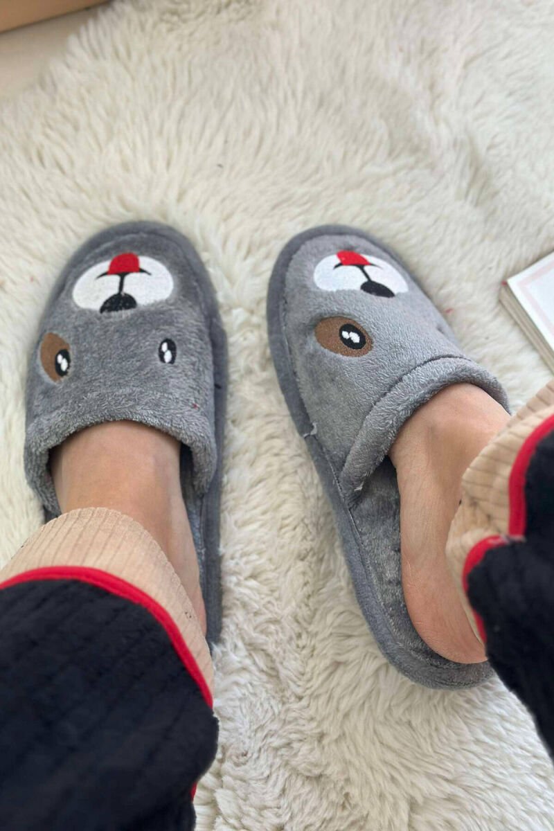 LITTLE DOG FACE WOMAN HOME SLPPERS GREY/GRI - 3