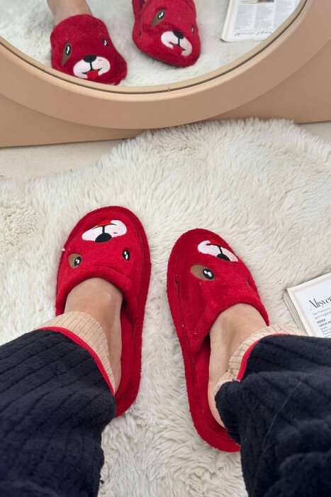 LITTLE DOG FACE WOMAN HOME SLPPERS RED/E KUQE - 4