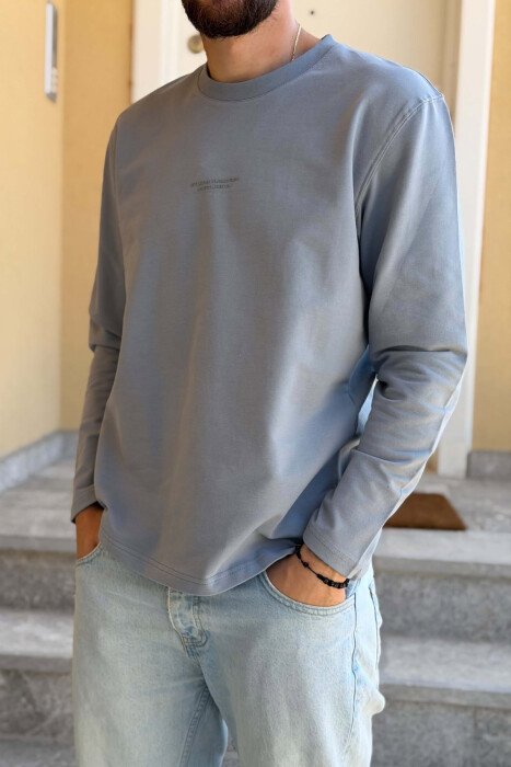 LITTLE FRONT WRITTINGS ROUND NECK MEN SWEATSHIRT GREY/GRI - 3