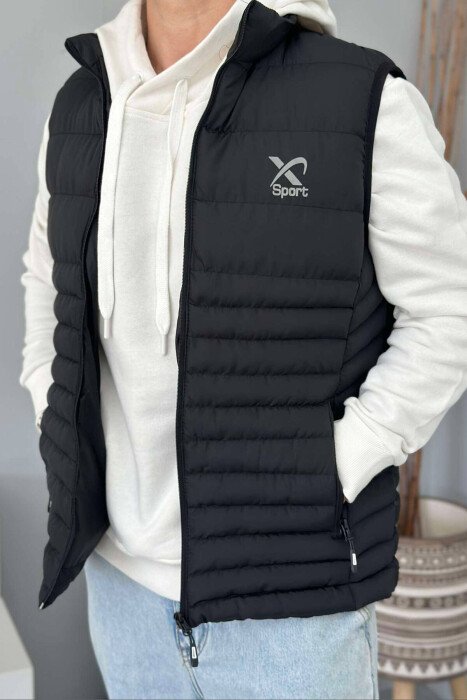 LITTLE STAMP ONE COLOR POCKET MEN VEST BLACK/ E ZEZE - KLAUDIO FASHION