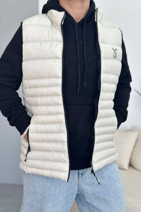 JELEK NJË NGJYRËSH ME XHEPA PËR MESHKUJ NË NGJYRËN KREM - KLAUDIO FASHION