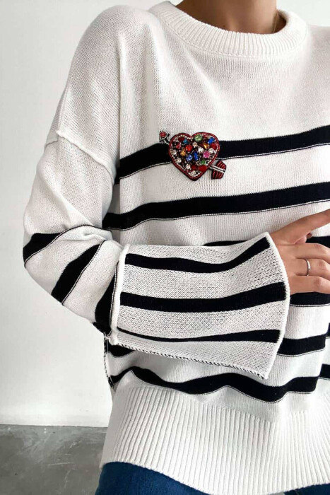 LITTLE STONES STRIPE WOMAN SWEATER BLACK/ E ZEZE - 3
