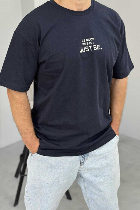 LITTLE WRITTING MEN T-SHIRT DARK BLUE/BEE 