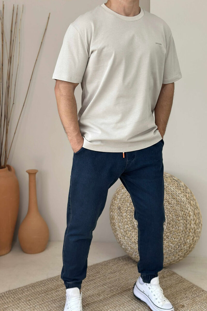 LITTLE WRITTING ROUND NECK MEN T-SHIRT LIGHT BEIGE/BZHZB - 2