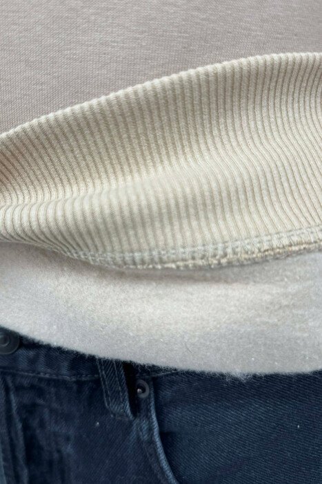 LITTLE WRITTINGS & BACK DESIGN FLUFFY MEN HOODIE BEIGE/BEZHE - 5