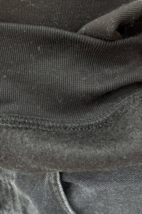 LITTLE WRITTINGS & BACK DESIGN FLUFFY MEN HOODIE BLACK/ E ZEZE - 4