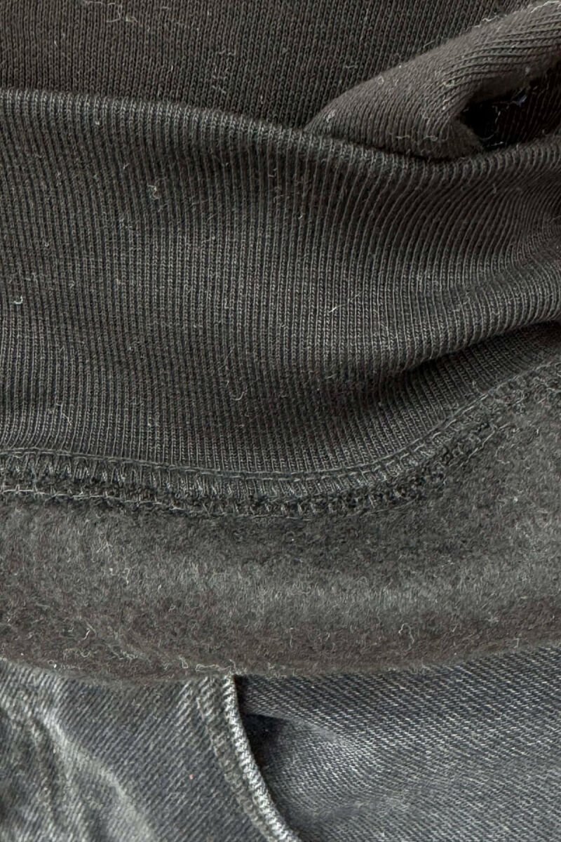 LITTLE WRITTINGS & BACK DESIGN FLUFFY MEN HOODIE BLACK/ E ZEZE - 4