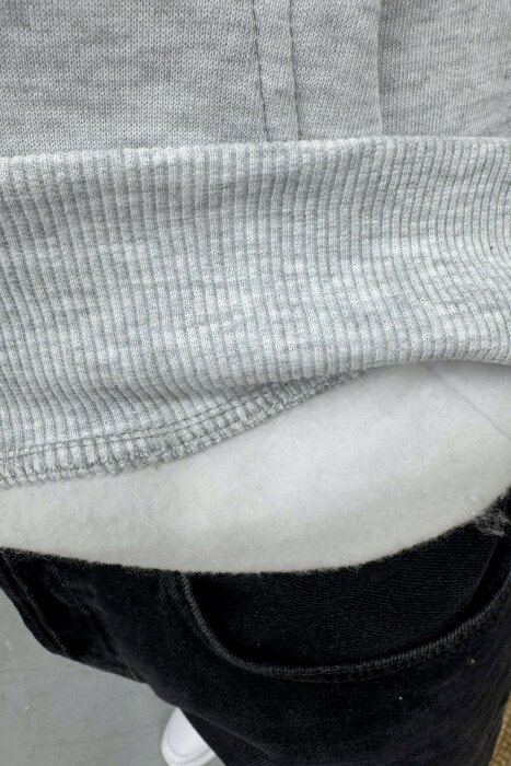 LITTLE WRITTINGS & BACK DESIGN FLUFFY MEN HOODIE LIGHT GREY/GZ - 4