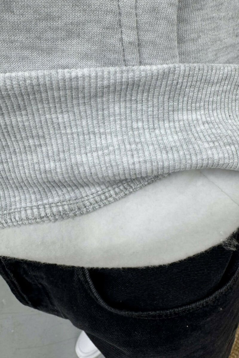 LITTLE WRITTINGS & BACK DESIGN FLUFFY MEN HOODIE LIGHT GREY/GZ - 4