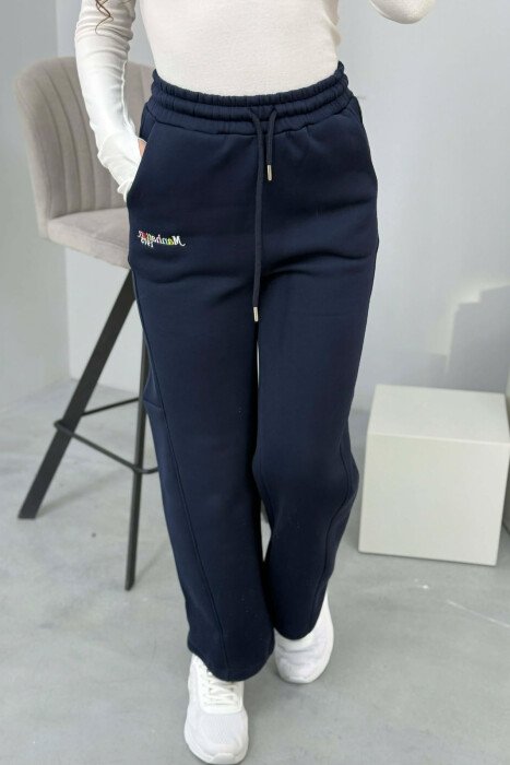 LITTLE WRITTINGS FLUFFY WOMEN SWEATPANTS DARK BLUE/BEE - 4