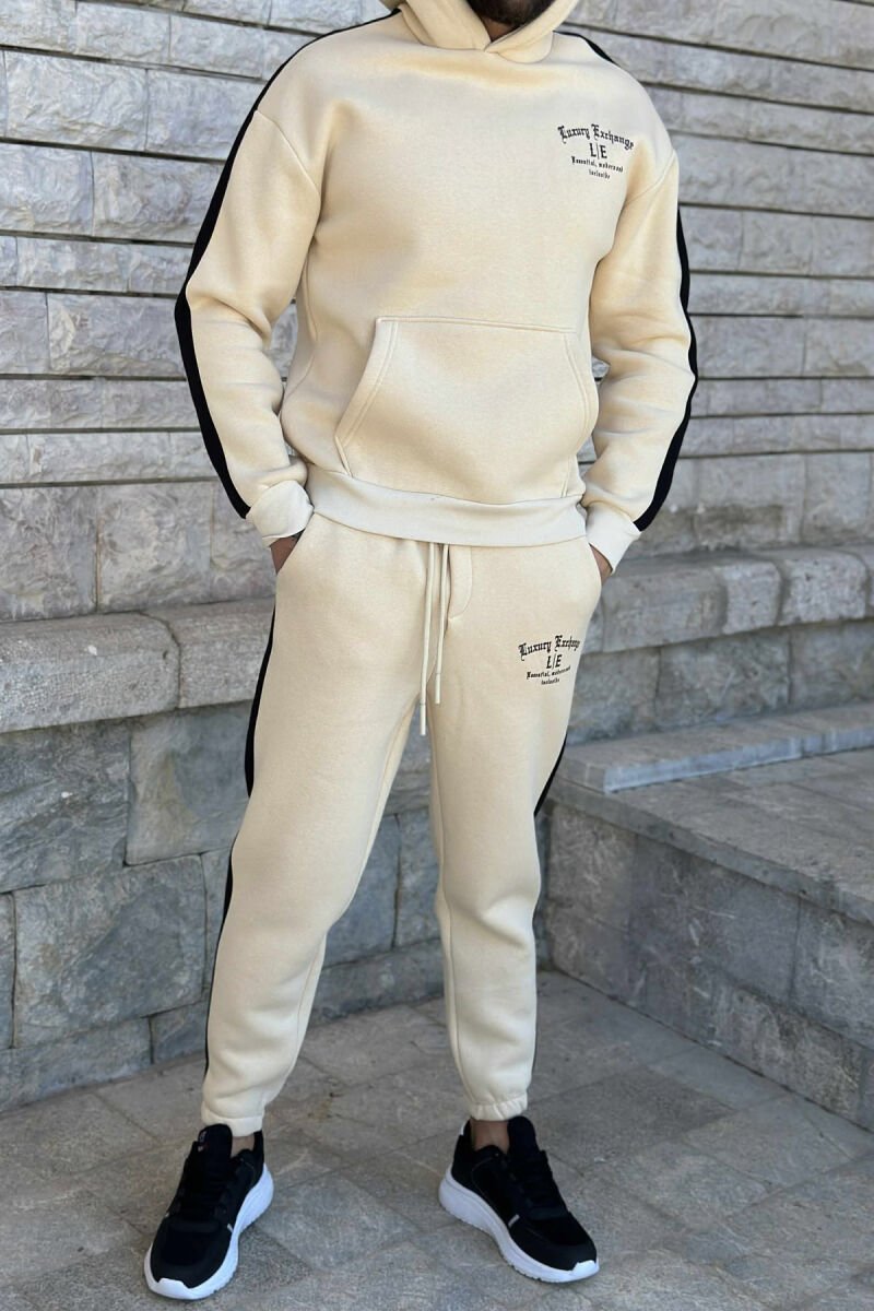 LITTLE WRITTINGS HOODIE+JOGGERS FLUFFY MEN SET CREAM/KREM - 1