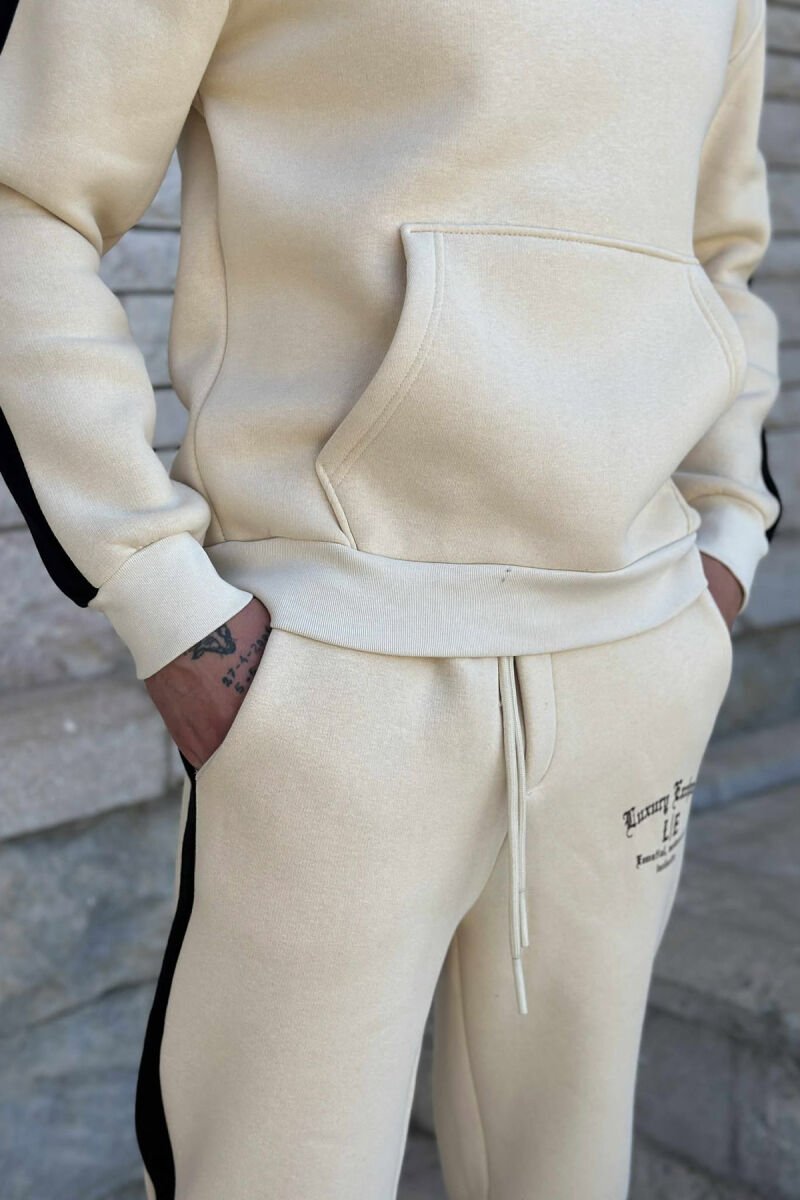 LITTLE WRITTINGS HOODIE+JOGGERS FLUFFY MEN SET CREAM/KREM - 2