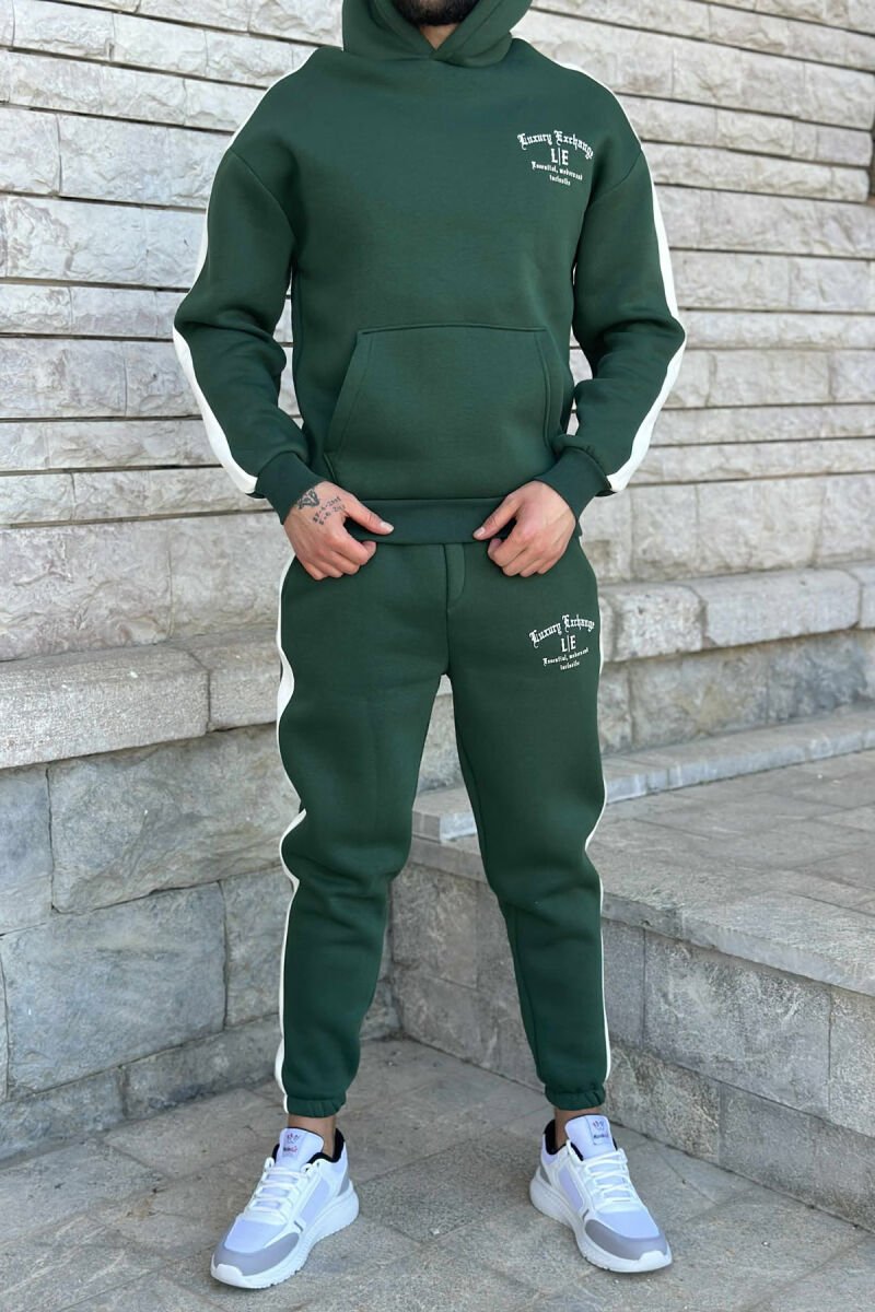 LITTLE WRITTINGS HOODIE+JOGGERS FLUFFY MEN SET GREEN/JESHILE - 1