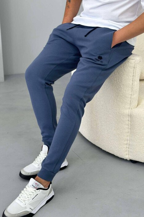 LITTLE WRITTINGS MEN SWEATPANTS BLUE/BLU - KLAUDIO FASHION