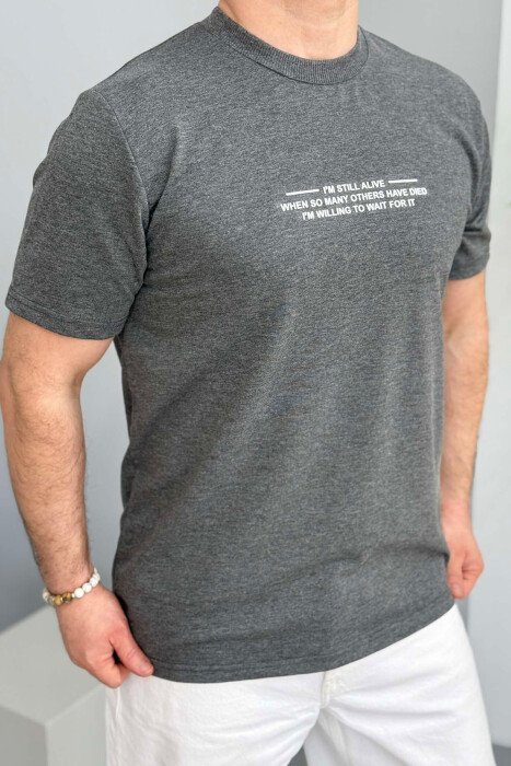 LITTLE WRITTINGS ONE COLOR MEN T-SHIRT GREY/GRI 