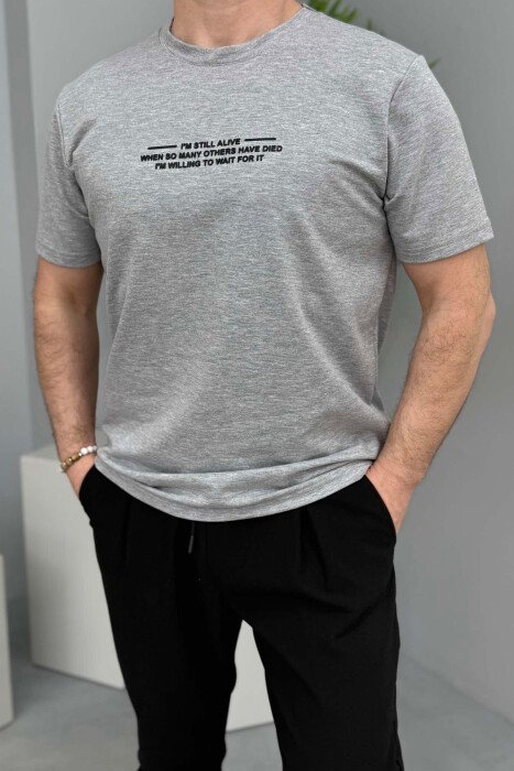 LITTLE WRITTINGS ONE COLOR MEN T-SHIRT LIGHT GREY/GZ 