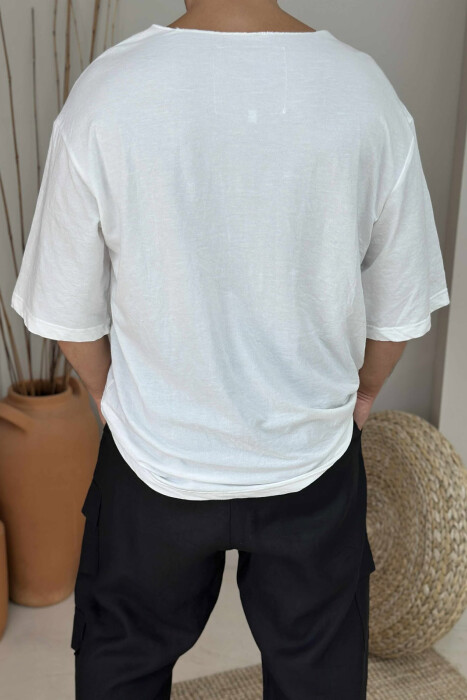 LITTLE WRITTINGS ONE COLOR MEN T-SHIRT WHITE-E BARDHE - 2