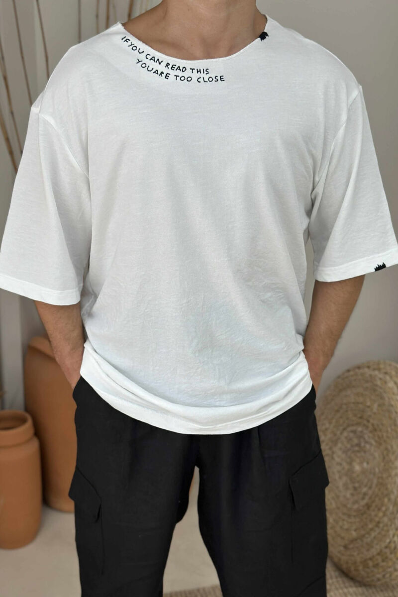 LITTLE WRITTINGS ONE COLOR MEN T-SHIRT WHITE-E BARDHE - 3