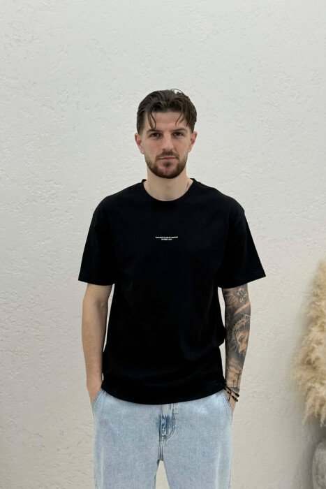 LITTLE WRITTINGS ROUND NECK MEN T-SHIRT BLACK/ E ZEZE - 1