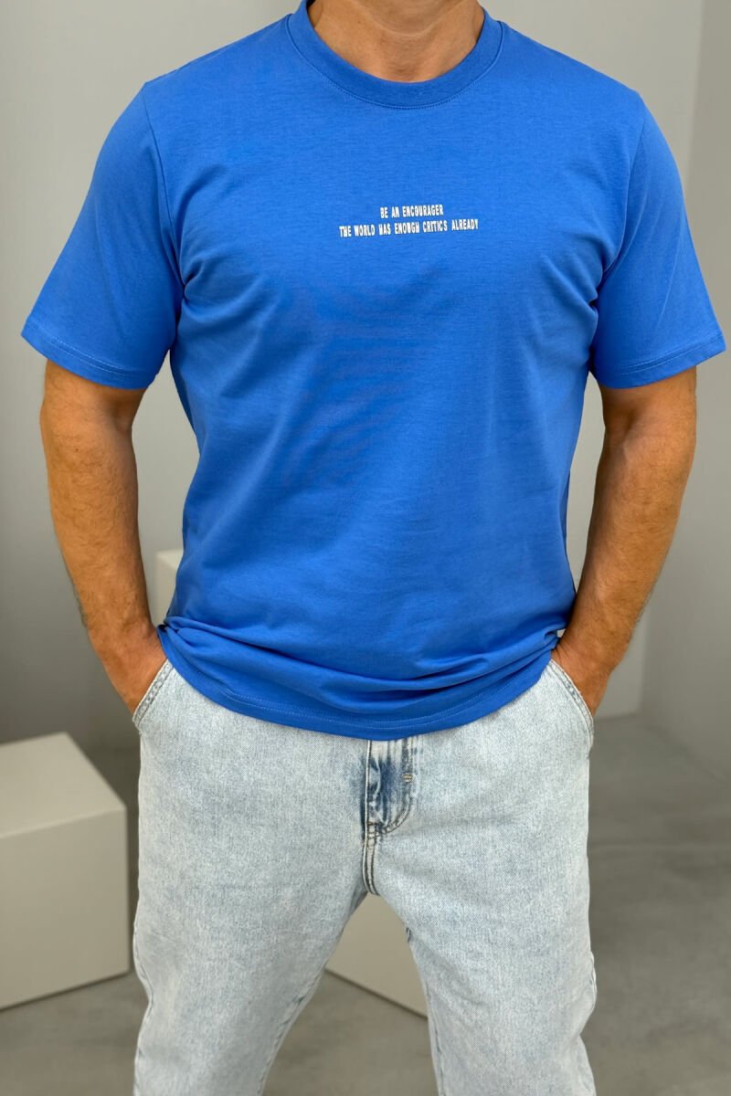 LITTLE WRITTINGS ROUND NECK MEN T-SHIRT BLUE/BLU - 2