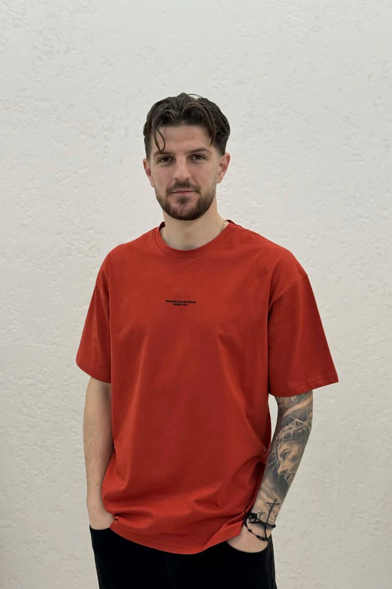 LITTLE WRITTINGS ROUND NECK MEN T-SHIRT BRICK/TULLE - 1
