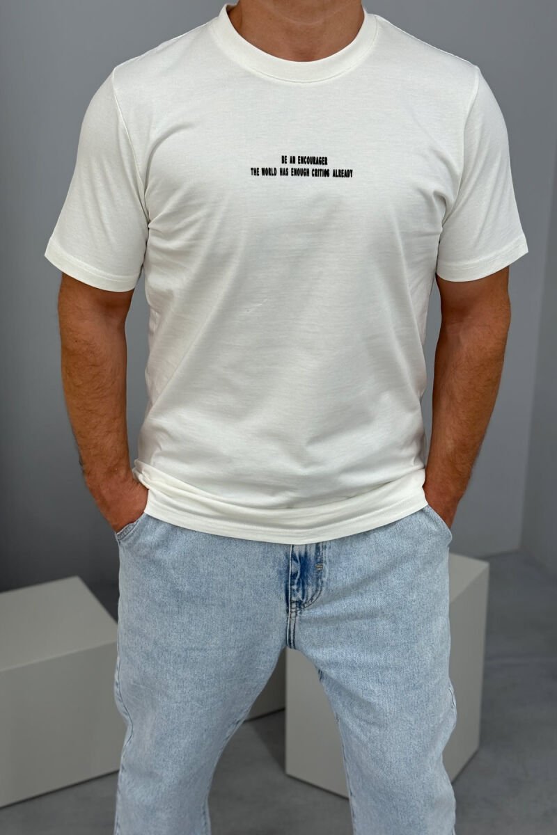 LITTLE WRITTINGS ROUND NECK MEN T-SHIRT CREAM/KREM - 2