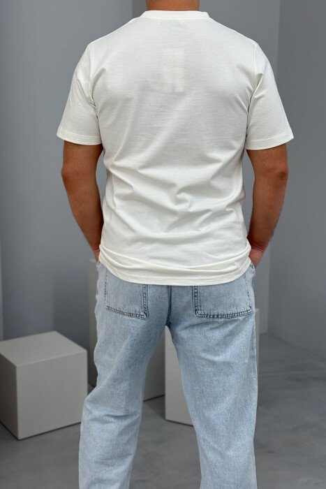 LITTLE WRITTINGS ROUND NECK MEN T-SHIRT CREAM/KREM - 3