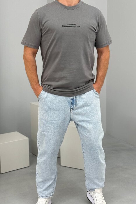 LITTLE WRITTINGS ROUND NECK MEN T-SHIRT GREY/GRI 