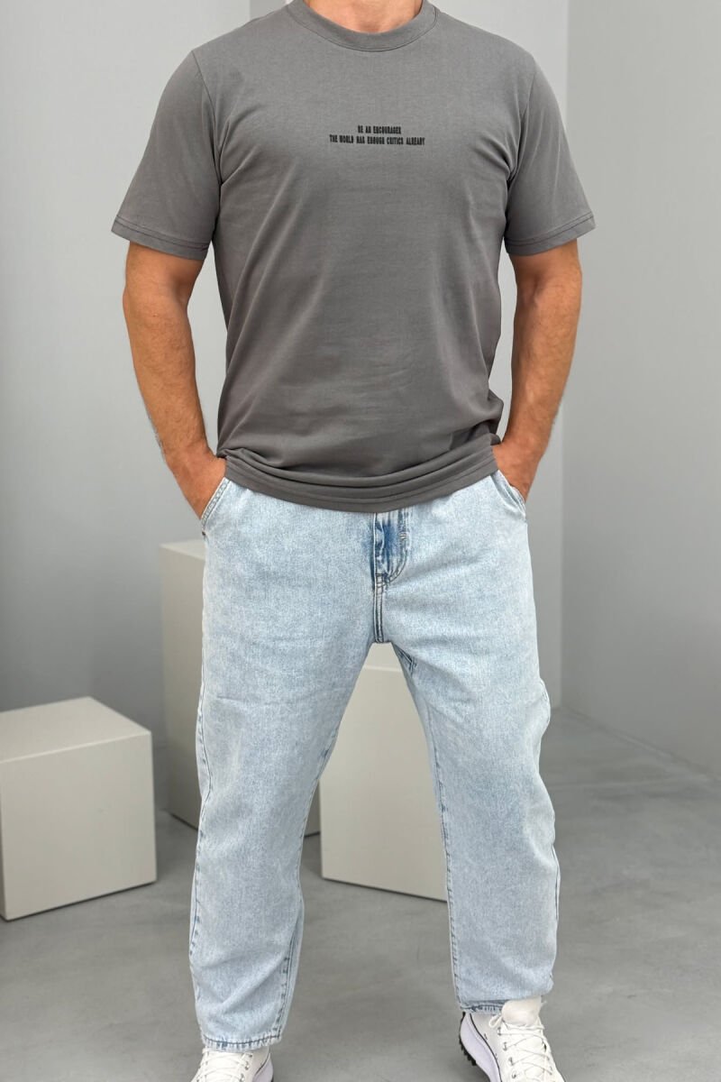 LITTLE WRITTINGS ROUND NECK MEN T-SHIRT GREY/GRI - 1